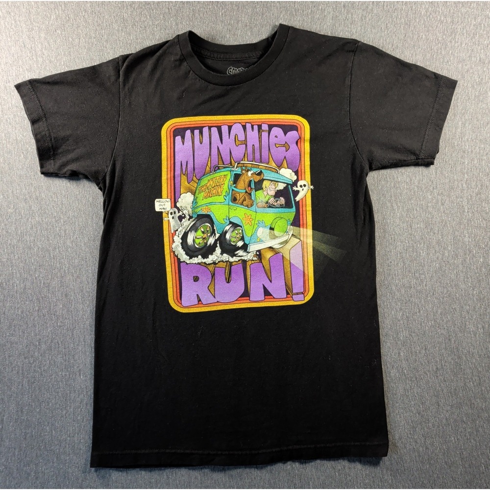 Scooby Doo Munchies Run T Shirt Mystery Machine Sz S Graphic Black Y2K Skater